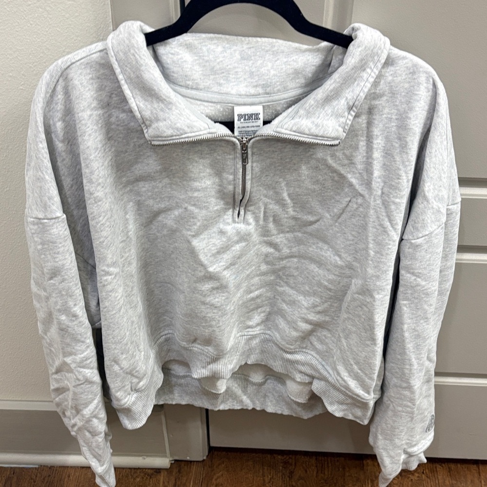 PINK Victoria's Secret Light Gray Zip-Up Hoodie
